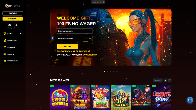 Orbit Spins Casino Desktop Homepage