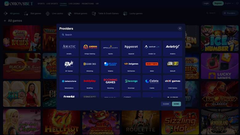 Orion'sBet Casino Game Developers