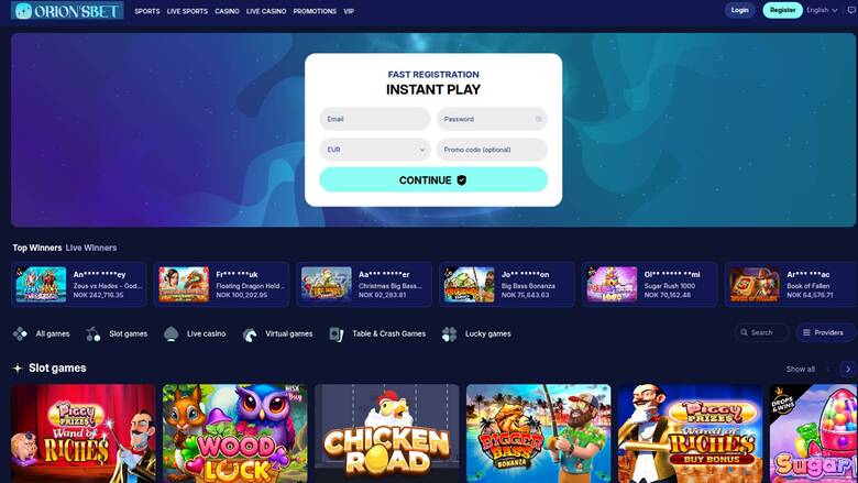 Orion'sBet Casino Homepage