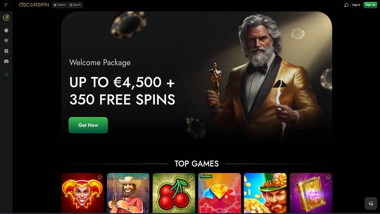 Homepage screenshot of Oscarspin Casino