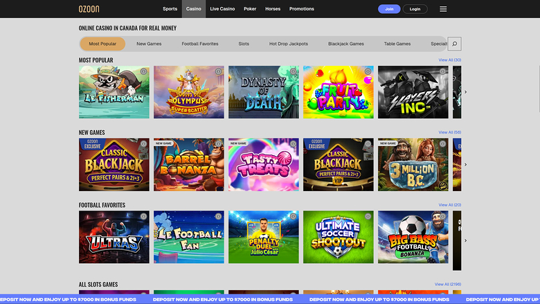 Ozoon Casino Desktop Games