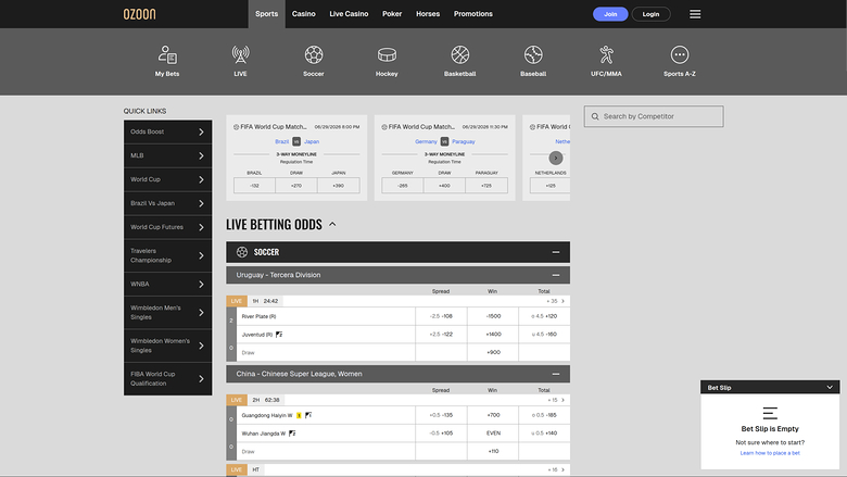 Ozoon Casino Desktop Sports Betting