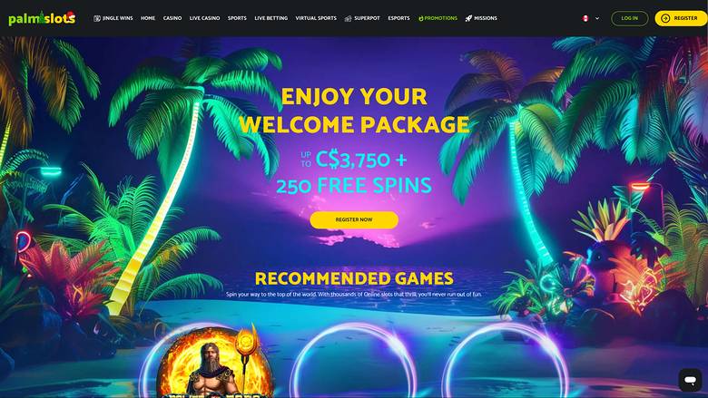 Palmslots Casino Desktop Homepage