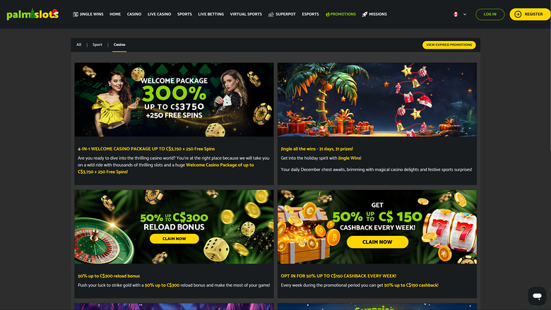 Palmslots Casino Desktop Promotions