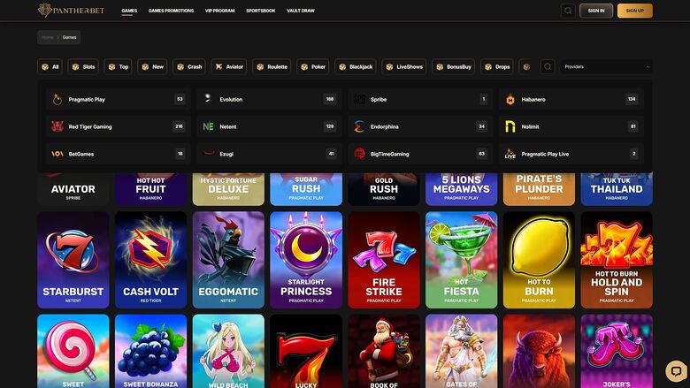 PantherBet Casino Desktop Game Developers