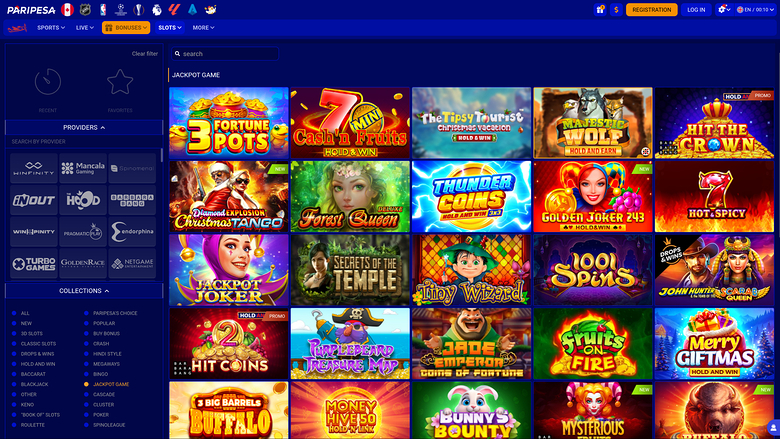 PariPesa Casino Desktop Jackpot