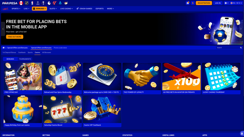 PariPesa Casino Desktop Promotions