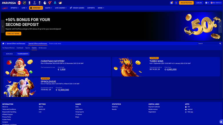 PariPesa Casino Desktop Tournaments