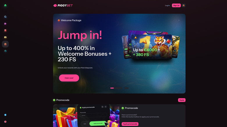 PiggyBet Casino Promotions Desktop