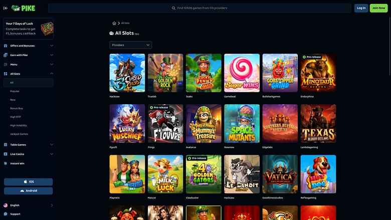 Pike Casino Desktop Games