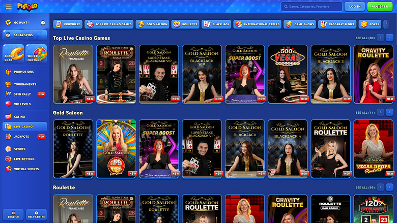 Pistolo Casino Desktop Live Dealer