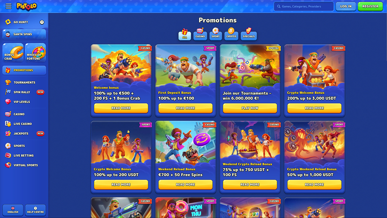 Pistolo Casino Desktop Promotions