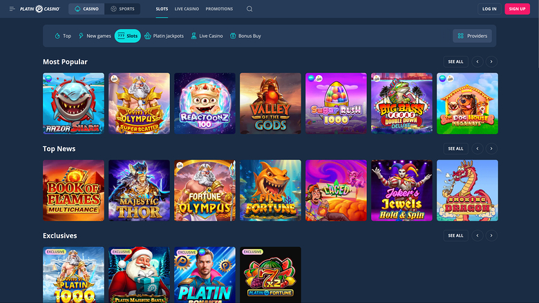 Platin Casino Desktop Games