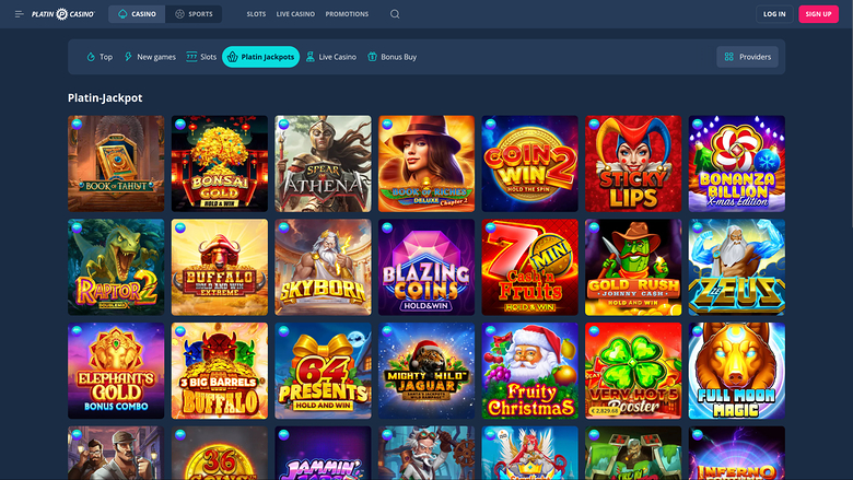 Platin Casino Desktop Jackpot