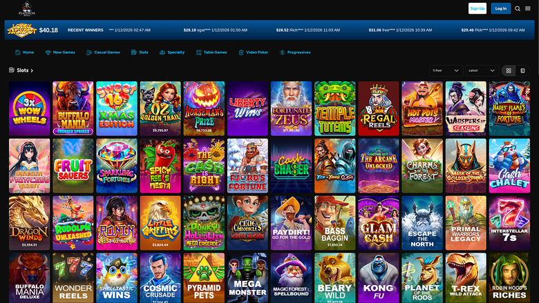 Platinum Reels Casino Desktop Games