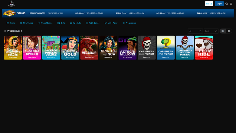 Platinum Reels Casino Desktop Jackpot