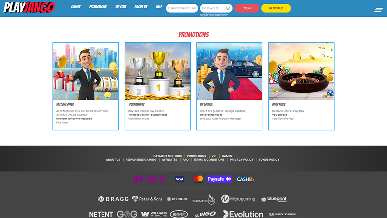 Play Jango Casino Desktop Promotions