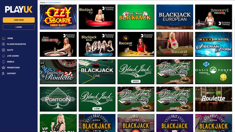 Play UK Casino Desktop Table Games
