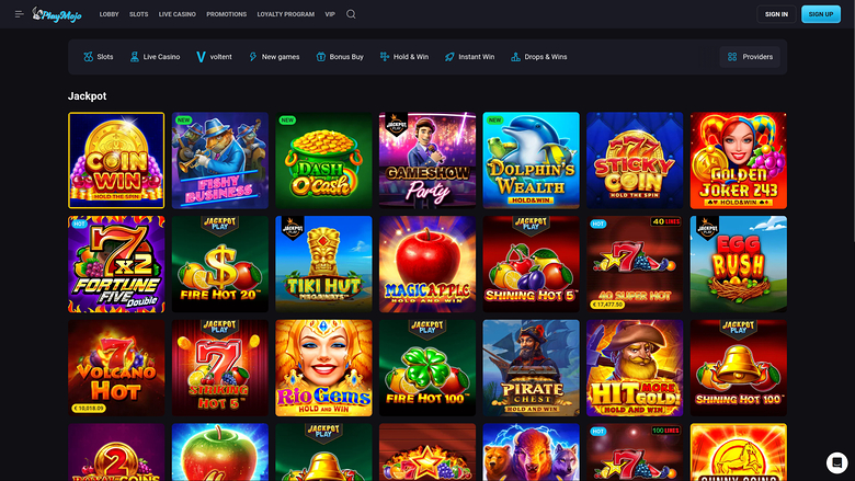 PlayMojo Casino Desktop Jackpot