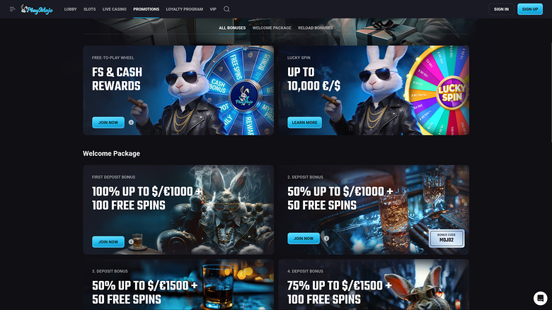 PlayMojo Casino Desktop Promotions
