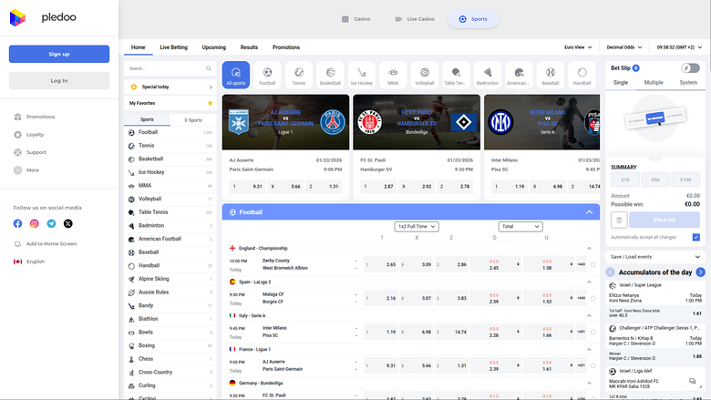 Pledoo Casino Desktop Sports
