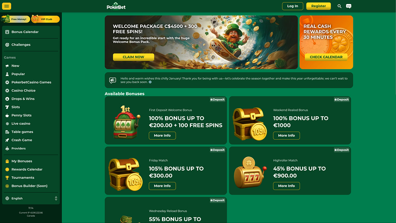 PokerBet Casino Desktop Promotions