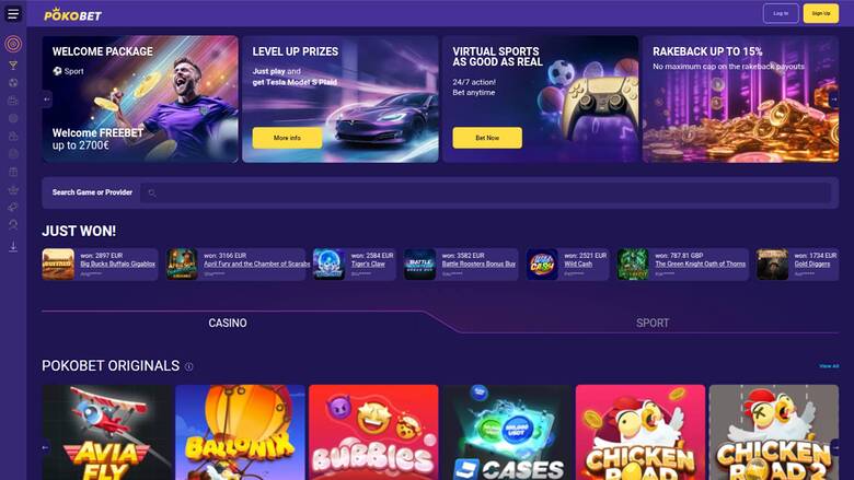 PokoBet Casino Homepage