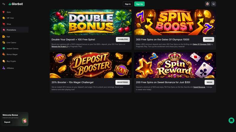 Promotions page screenshot of Odin Fortune Casino 