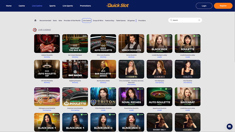 QuickSlot Casino Desktop Live Dealer