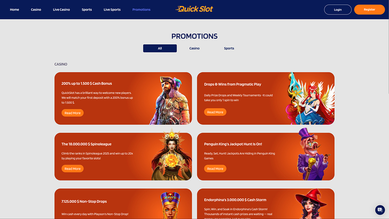 QuickSlot Casino Desktop Promotions