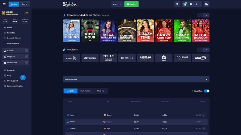 Rainbet Casino Desktop Game Developers