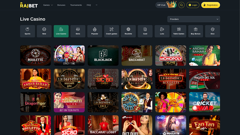 RajBet Casino Desktop Live Dealer