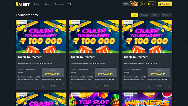 RajBet Casino Desktop Tournaments