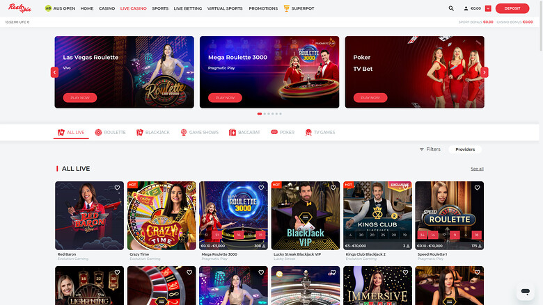 RealSpin Casino Desktop Live Dealer