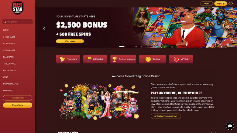 Red Stag Casino Desktop Homepage