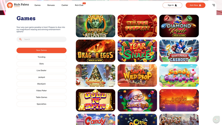 Rich Palms Casino Desktop Games