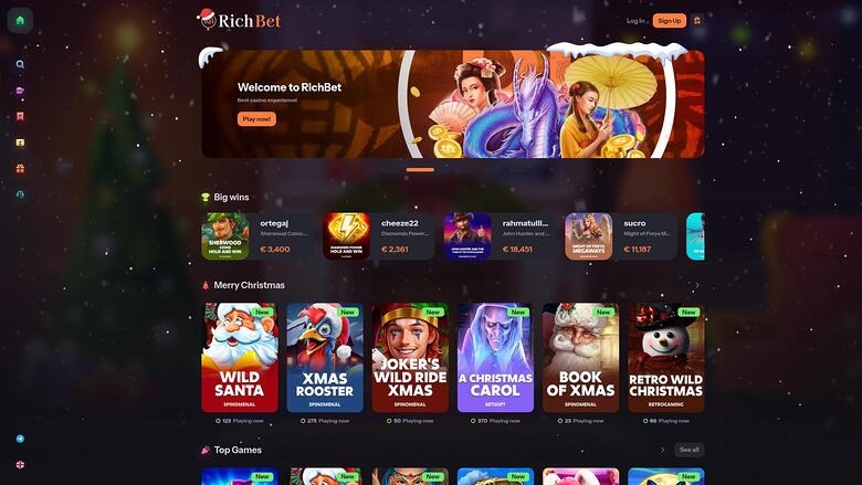 RichBet Casino Homepage Desktop