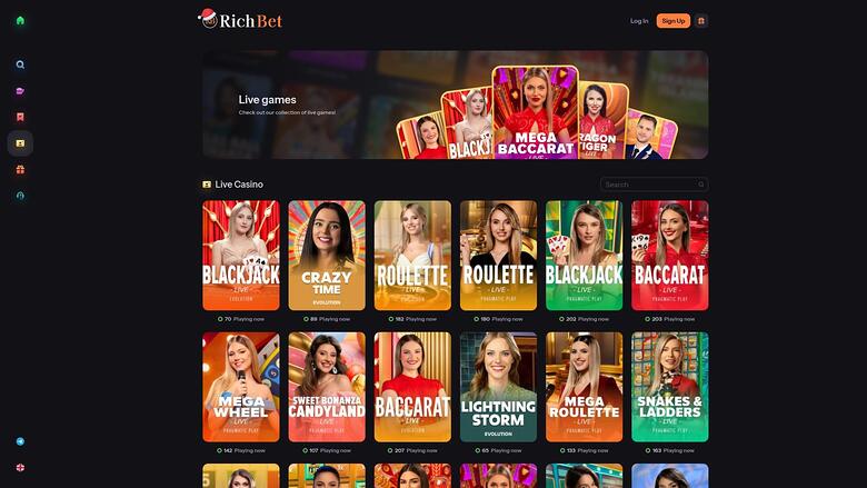RichBet Casino Live Dealer Desktop