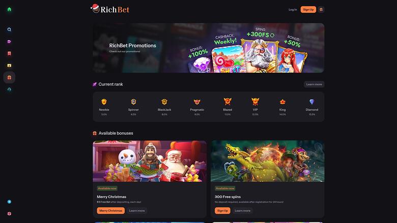 RichBet Casino Promotions Desktop