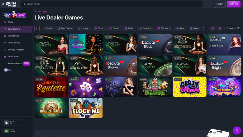RichPrize Casino Desktop Live Dealer