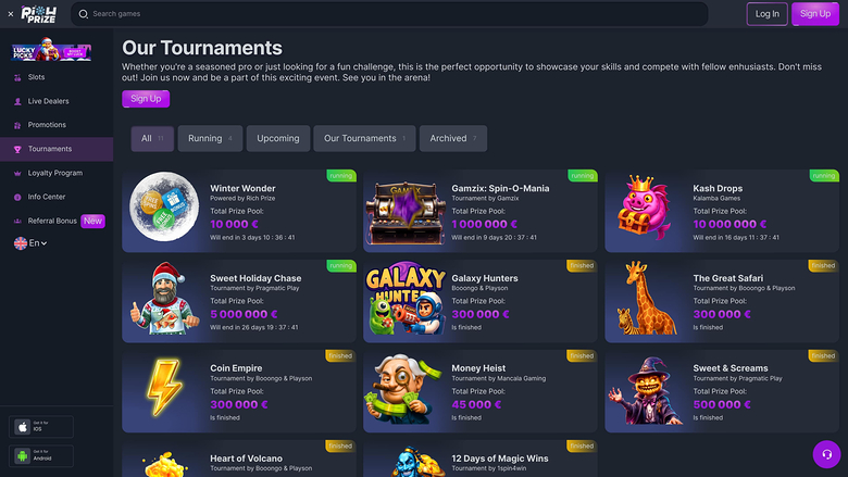 RichPrize Casino Desktop Tournaments