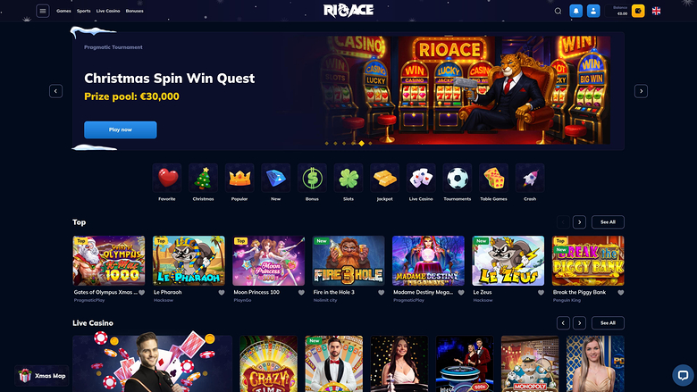 Rioace Casino Desktop Homepage