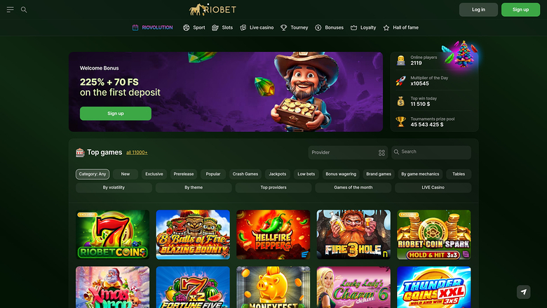 RioBet Casino Desktop Homepage