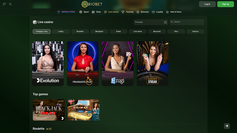 RioBet Casino Desktop Live Dealer