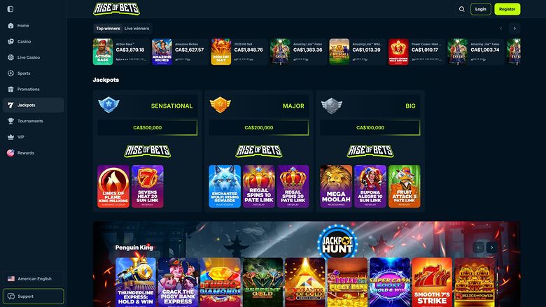 Rise of Bets Casino Desktop Jackpot