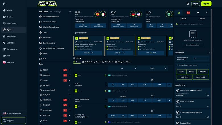 Rise of Bets Casino Desktop Sports