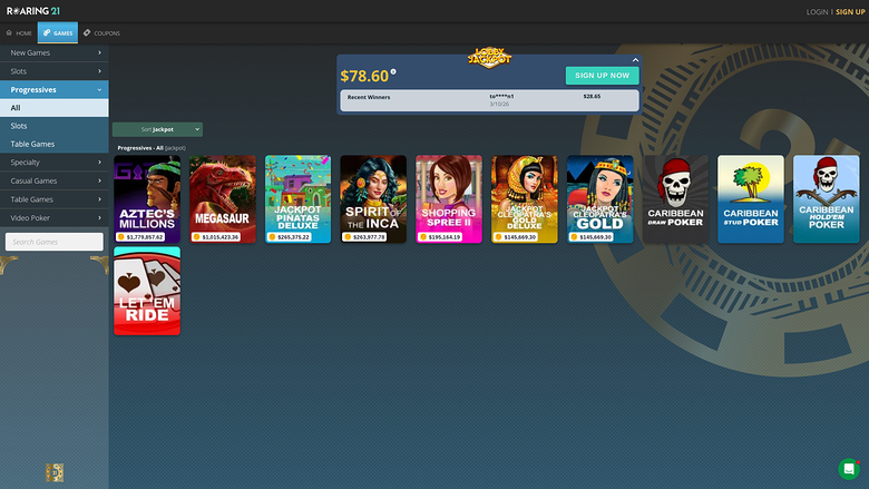 Roaring 21 Casino Desktop Jackpot