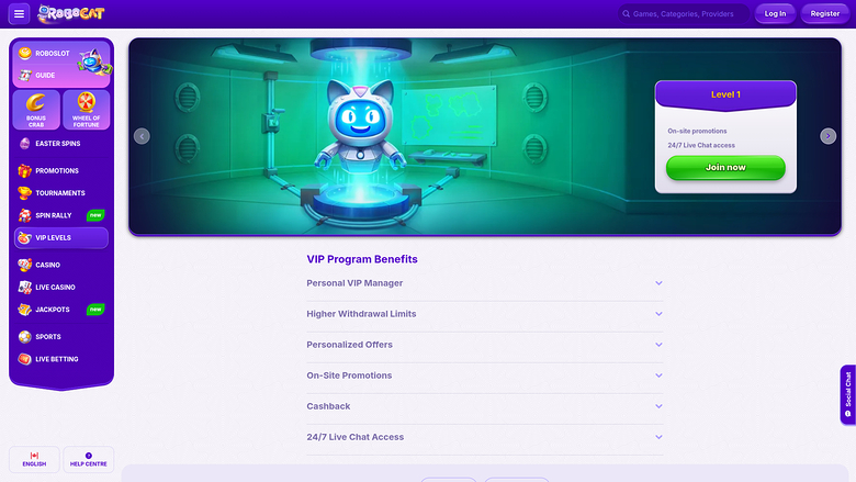Robocat Casino Desktop VIP Program