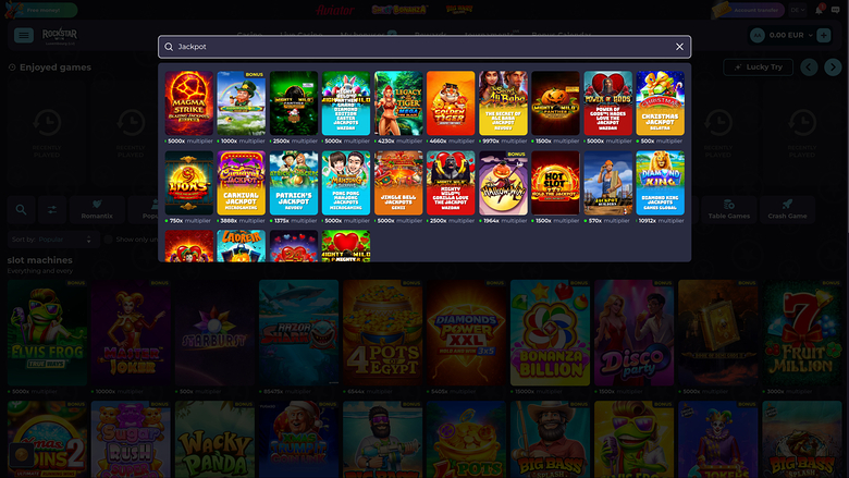 RockstarWin Casino Desktop Jackpot