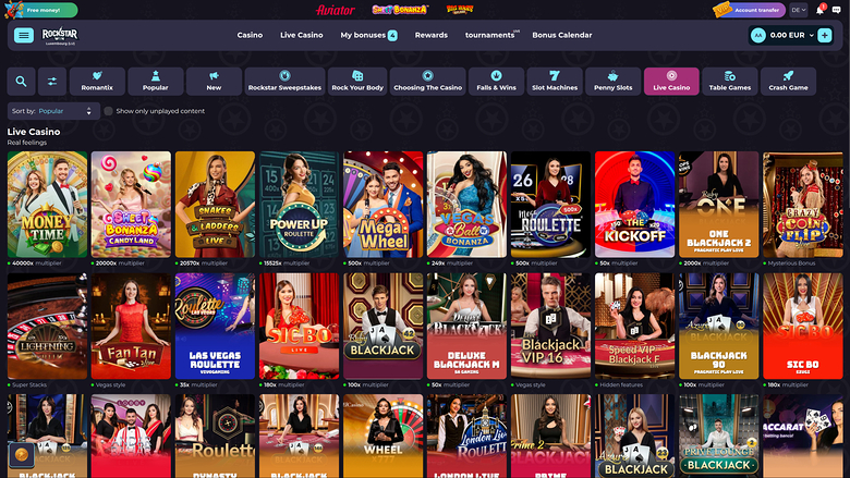 RockstarWin Casino Desktop Live dealer